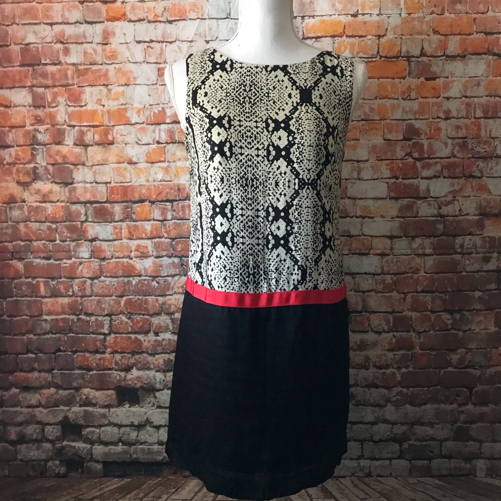 Ann Taylor Loft Snake Printed Linen Shift Dress